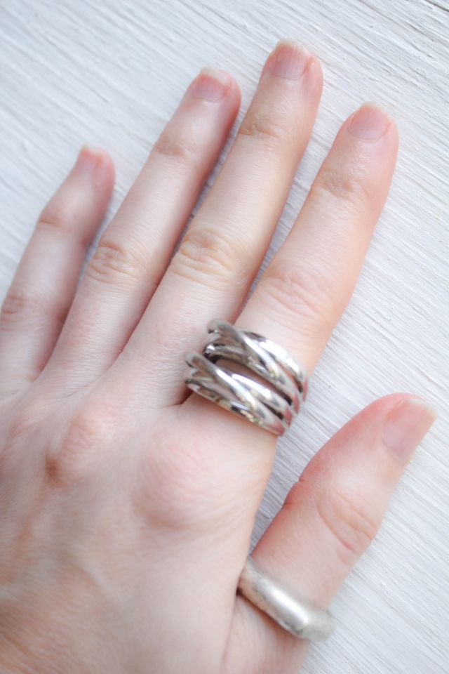 Vintage Distressed Sterling Silver Handmade Artisan Ring Selected By Moons + Junes Vintage #3