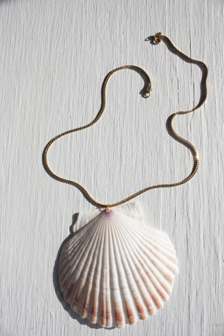 Upcycled Seashell Gold Chain Statement Necklace Selected By Moons + Junes Vintage