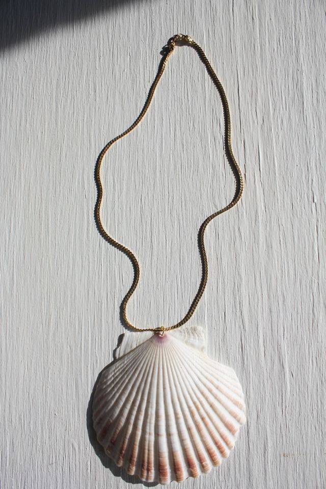 Upcycled Seashell Gold Chain Statement Necklace Selected By Moons + Junes Vintage #2