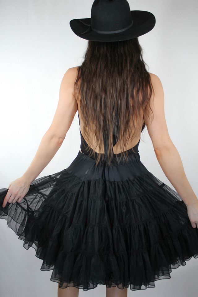 Vintage Black Frilly Chiffon Layered Rockabilly Petticoat Skirt Selected By Moons + Junes Vintage #2