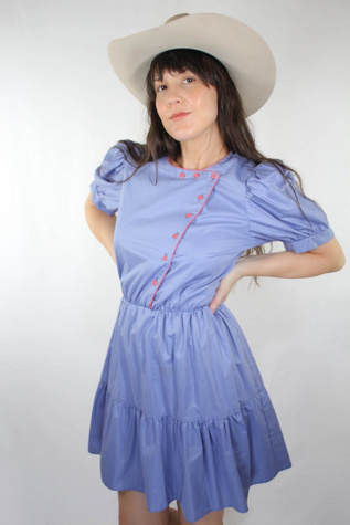 1960s Periwinkle Babydoll Ruffle Buttoned Mini Dress Selected By Moons + Junes Vintage