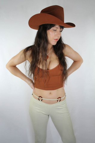 1970s Faux Suede Western Fringe O-Ring Low Rise Bell Bottoms Selected By Moons + Junes Vintage