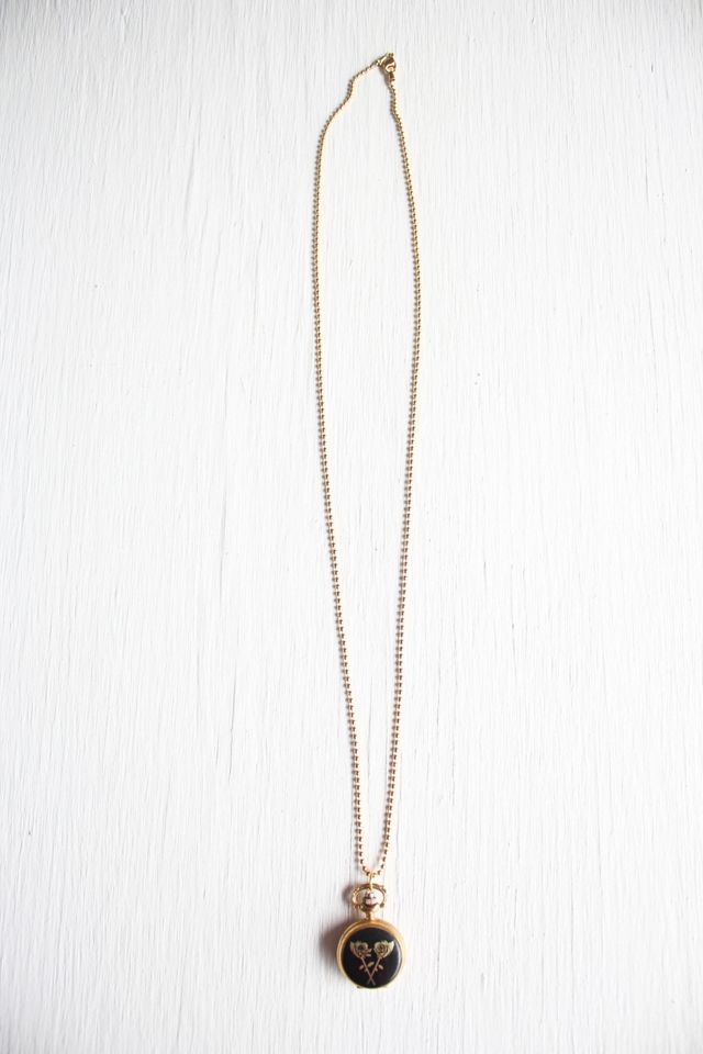 Vintage Gold Rose Quartz Watch Pendant Necklace Selected By Moons + Junes Vintage #2
