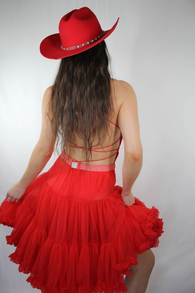 Vintage Red Frilly Chiffon Layered Rockabilly Petticoat Skirt Selected By Moons + Junes Vintage #3