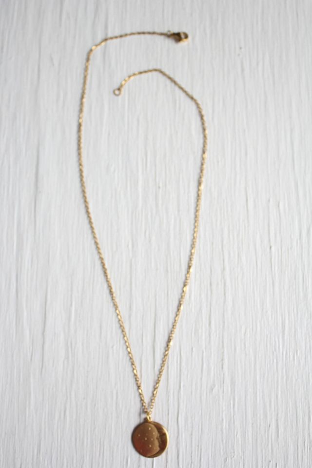 Vintage Crescent Moon + Stars Brass Pendant Necklace Selected By Moons + Junes Vintage #3
