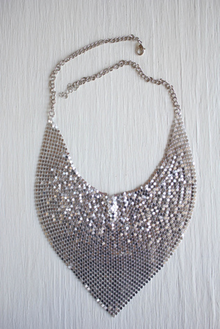 Y2K Silver Chainmail Bandana Bib Necklace Selected By Moons + Junes Vintage