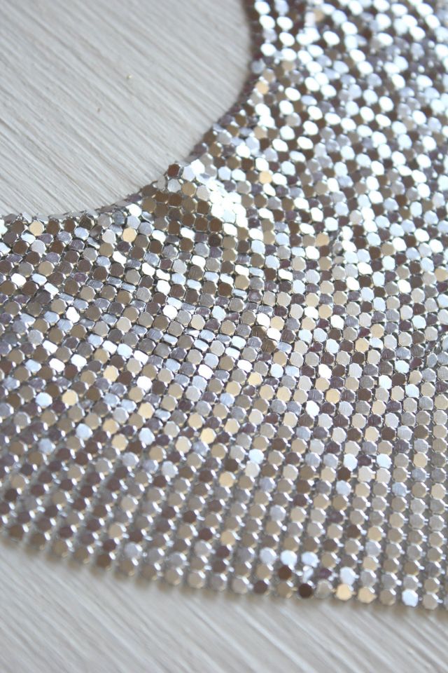 Y2K Silver Chainmail Bandana Bib Necklace Selected By Moons + Junes Vintage #1
