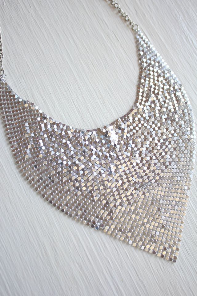 Y2K Silver Chainmail Bandana Bib Necklace Selected By Moons + Junes Vintage #2