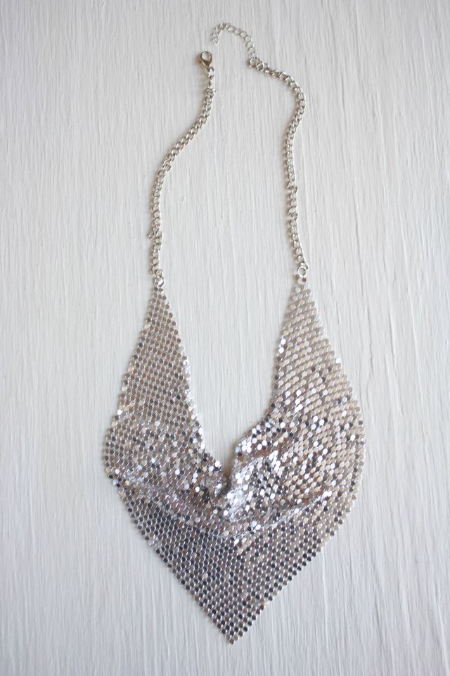 Y2K Silver Chainmail Bandana Bib Necklace Selected By Moons + Junes Vintage #3