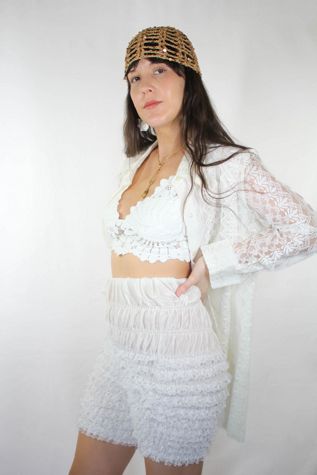 1960s Vintage Ivory Frill Lace High-Waisted Ruffle Bloomers Selected By Moons + Junes Vintage