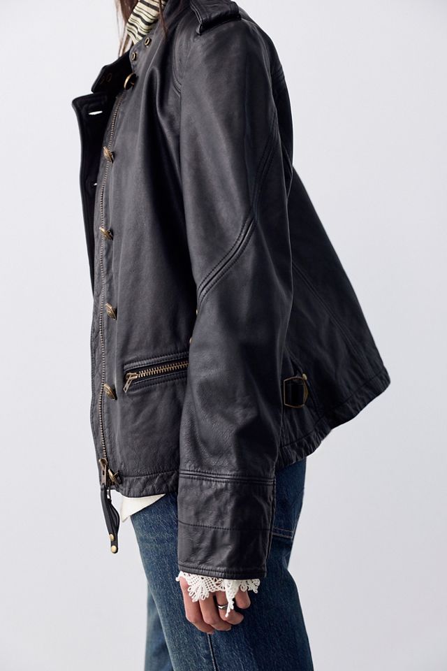 We The Free Roxy Leather Band Jacket #3
