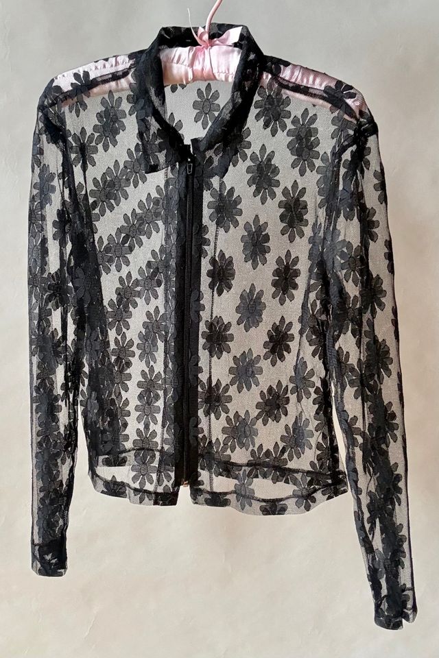 90's Black Mesh Floral Top Selected by Wax Plant #3