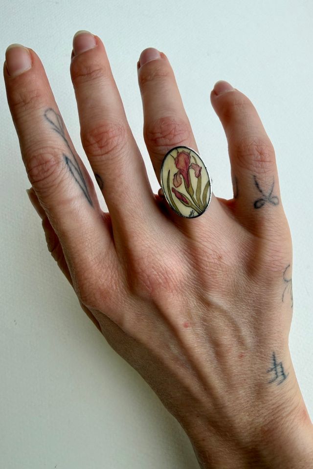 Vintage Sterling Silver Iris Flower Ring Selected by Wax Plant #1
