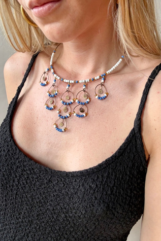 Wire Beaded Fringe Necklace Selected by Wax Plant