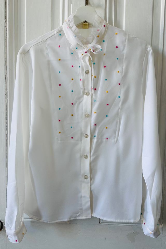 Vintage Jolly Polka Dot Blouse with Bow Detail at Collar Selected by KA.TL.AK #1