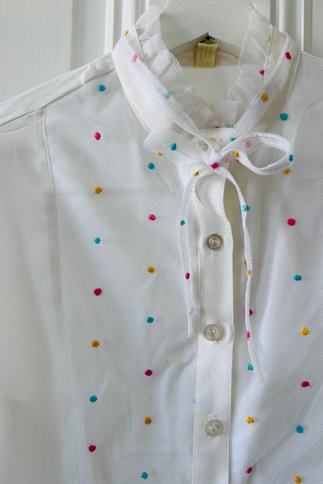 Vintage Jolly Polka Dot Blouse with Bow Detail at Collar Selected by KA.TL.AK #2