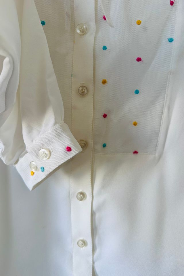 Vintage Jolly Polka Dot Blouse with Bow Detail at Collar Selected by KA.TL.AK #3