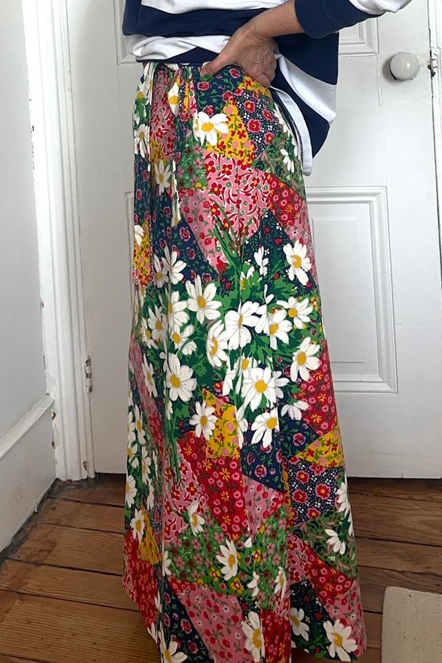 Vintage 70’s Boho Floral Patchwork Prairie Maxi Skirt with Sash Selected by KA.TL.AK #1