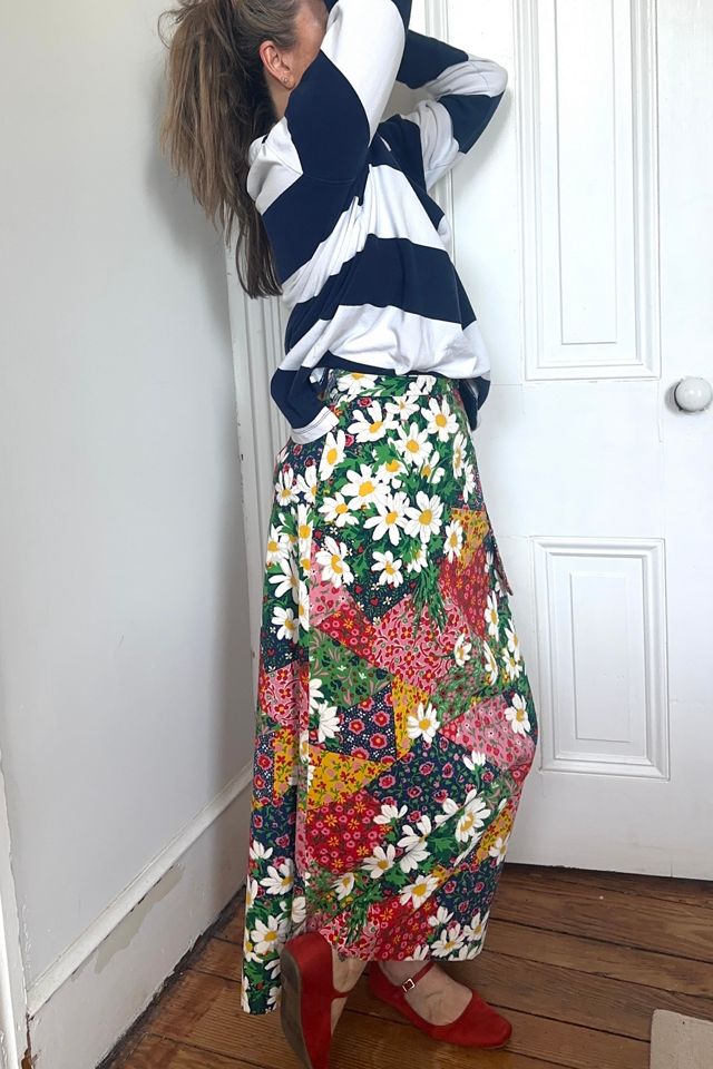 Vintage 70’s Boho Floral Patchwork Prairie Maxi Skirt with Sash Selected by KA.TL.AK #2
