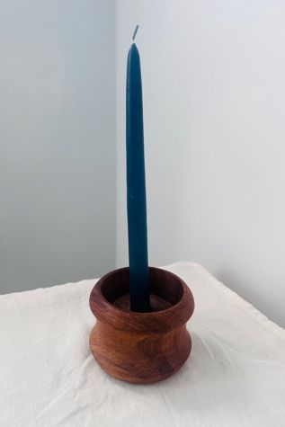 Vintage MCM Teak Wood Candle Holder Selected by KA.TL.AK