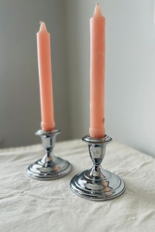 Vintage Set of Two Chrome Candleholders Selected by KA.TL.AK