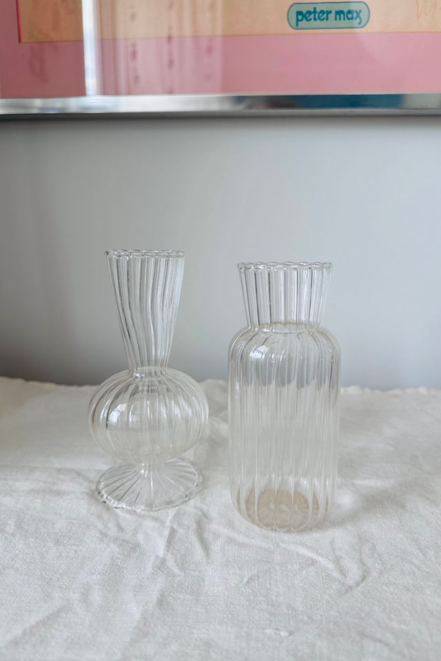 Set of Two Glass Ribbed Bud Vases Selected by KA.TL.AK #1