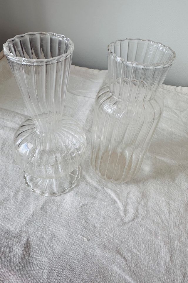 Set of Two Glass Ribbed Bud Vases Selected by KA.TL.AK #3