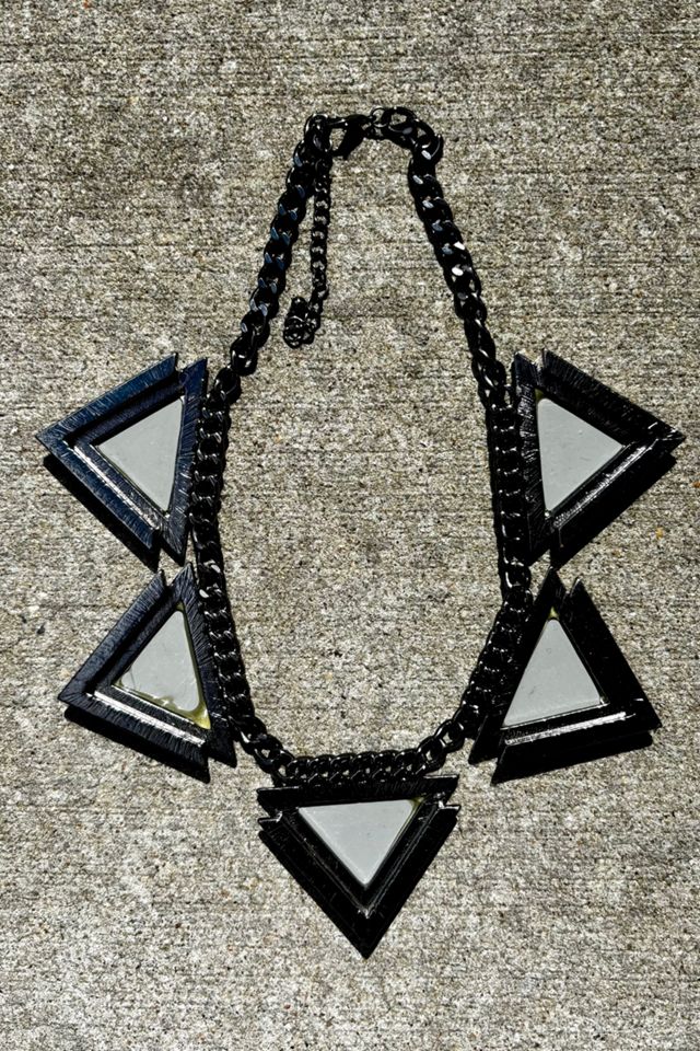 1980’s Mirror & Metal Avant-Garde Triangles Necklace Selected by Nomad Vintage #1