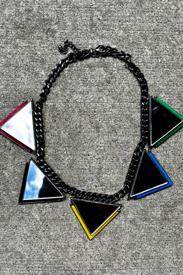 1980’s Mirror & Metal Avant-Garde Triangles Necklace Selected by Nomad Vintage #2