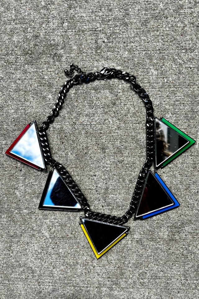 1980’s Mirror & Metal Avant-Garde Triangles Necklace Selected by Nomad Vintage #3