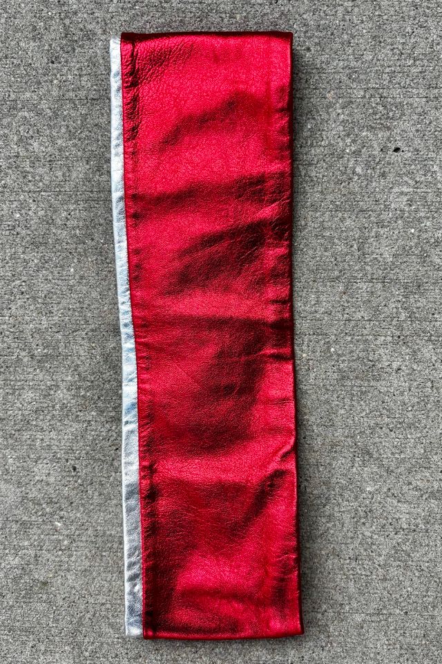 Vintage Metallic Red & Silver Leather Disco Belt Selected by Nomad Vintage #1