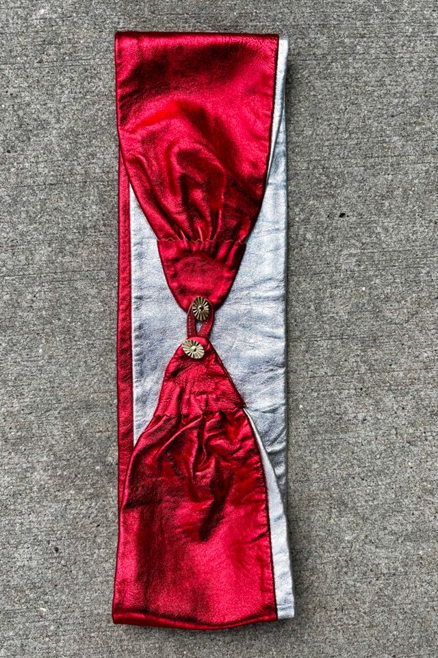 Vintage Metallic Red & Silver Leather Disco Belt Selected by Nomad Vintage #2