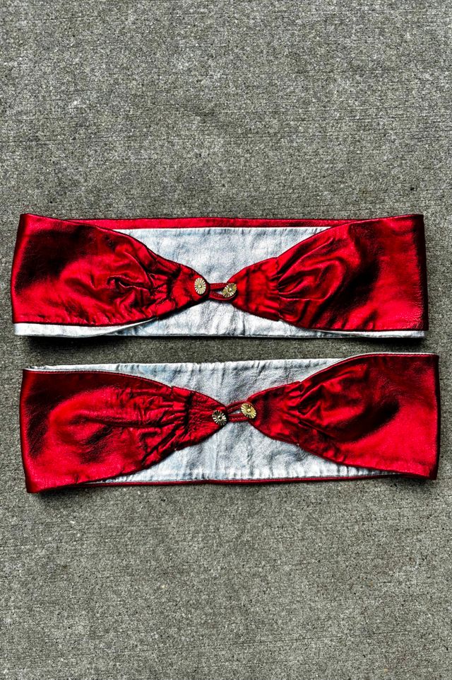 Vintage Metallic Red & Silver Leather Disco Belt Selected by Nomad Vintage #3