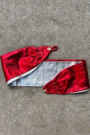 Vintage Metallic Red & Silver Leather Disco Belt Selected by Nomad Vintage