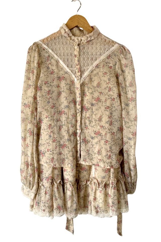 Gunne Sax Cream Floral Skirt Set Selected by The Curatorial Dept. #1