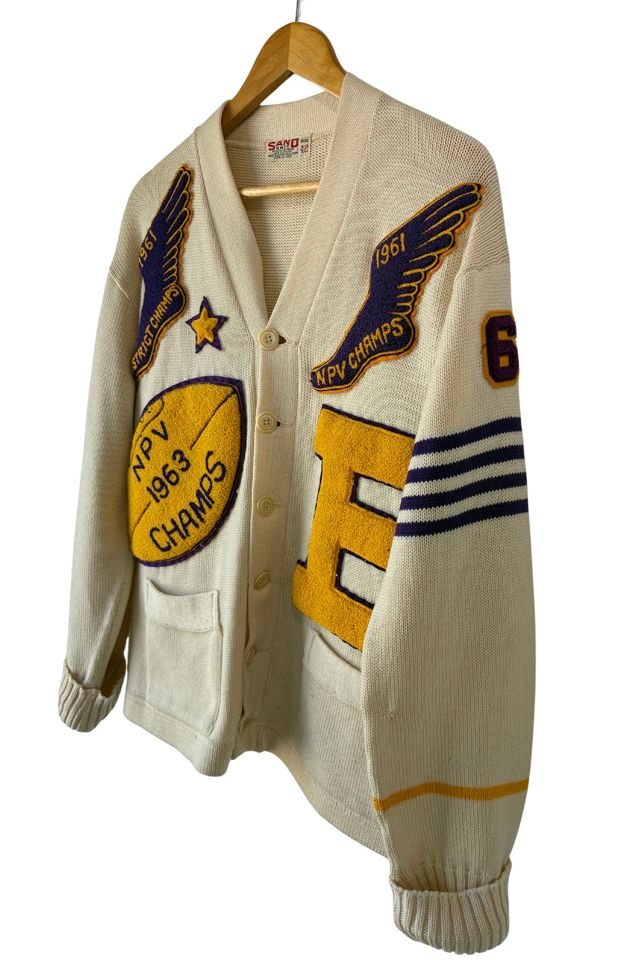 Vintage Sand Knit Letterman Cardigan Sweater Selected by The Curatorial Dept. #1