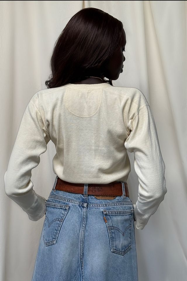 Vintage 1940's Distressed Cotton Henley Shirt Selected By Afterlife Boutique #2