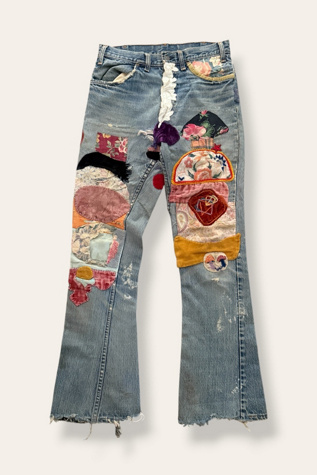 Vintage 1960-70's Patchwork Flare Jeans Selected By Afterlife Boutique