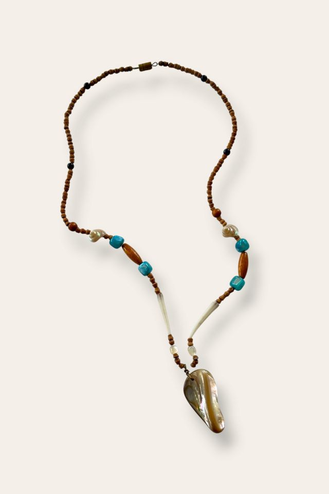 Vintage 1970's Beaded Shell Necklace Selected By Afterlife Boutique #3