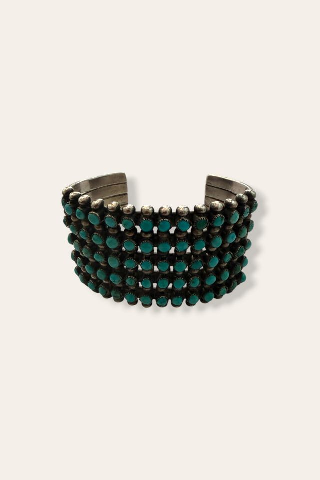 Vintage 1940's Sterling Silver And Turquoise 70 Stones Bracelet Selected By Afterlife Boutique #3