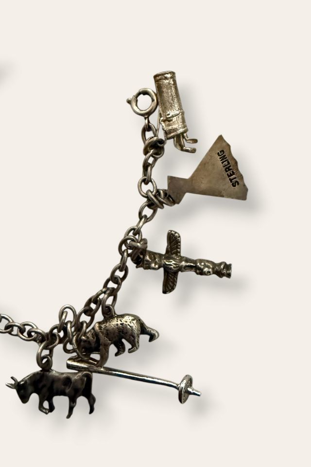 Vintage Sterling Silver Charm Bracelet Selected By Afterlife Boutique #1
