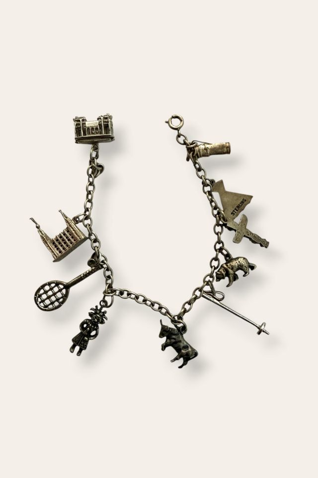 Vintage Sterling Silver Charm Bracelet Selected By Afterlife Boutique #2