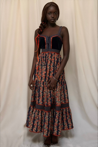 Vintage 1970's Gunne Sax Prairie Calico Maxi Dress Selected By Afterlife Boutique