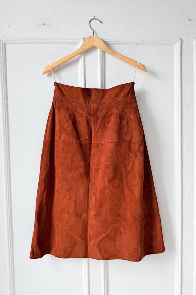 70s Large Brass Hardware Suede A-Line Skirt Selected by MARMALADE #3