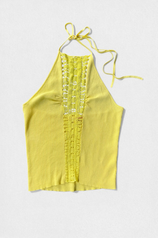 Y2K Rib Knit Crochet Halter Top Selected by MARMALADE