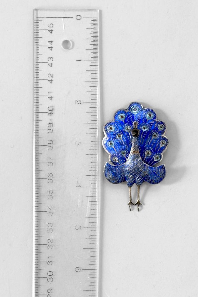 Vintage Siam Sterling Silver Enamel Articulating Peacock Brooch Selected by MARMALADE #3