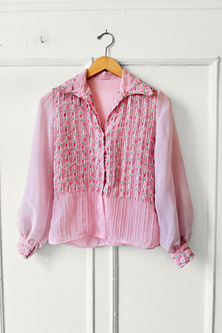 50s Floral Ribbon Bell Sleeve Blouse Selected by MARMALADE