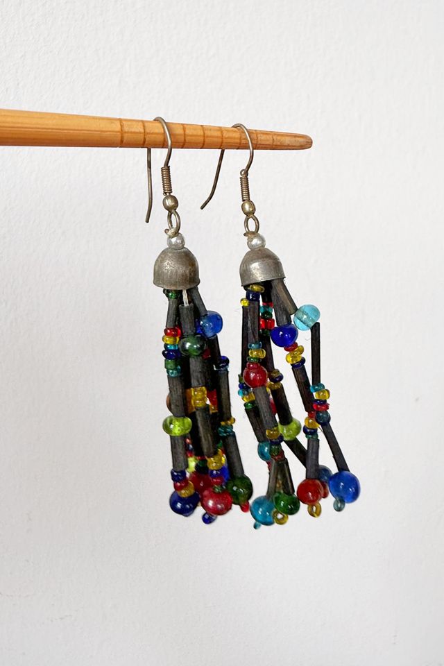 Vintage Beaded Boho Fringe Dangle Earrings sleeted by MARMALADE #1