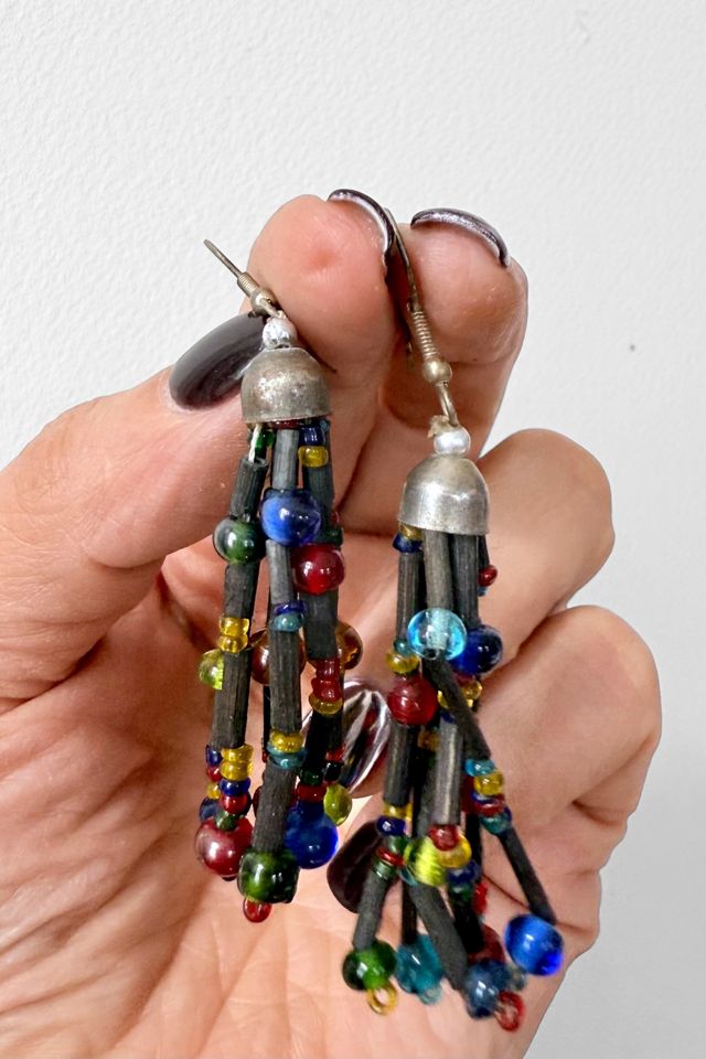 Vintage Beaded Boho Fringe Dangle Earrings sleeted by MARMALADE #3