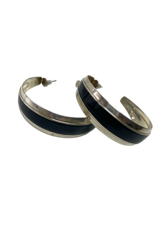 Vintage Silver And Black Large Hoop Earrings Selected By Ankh By Racquel